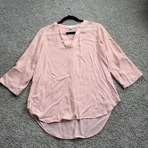 Chaus New York Blush Pink V-Neck Blouse Size Small